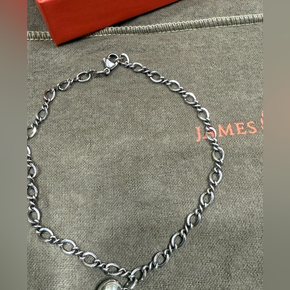 Retired James Avery Silver Anklet with Puff Heart Charm - Picture 8 of 9